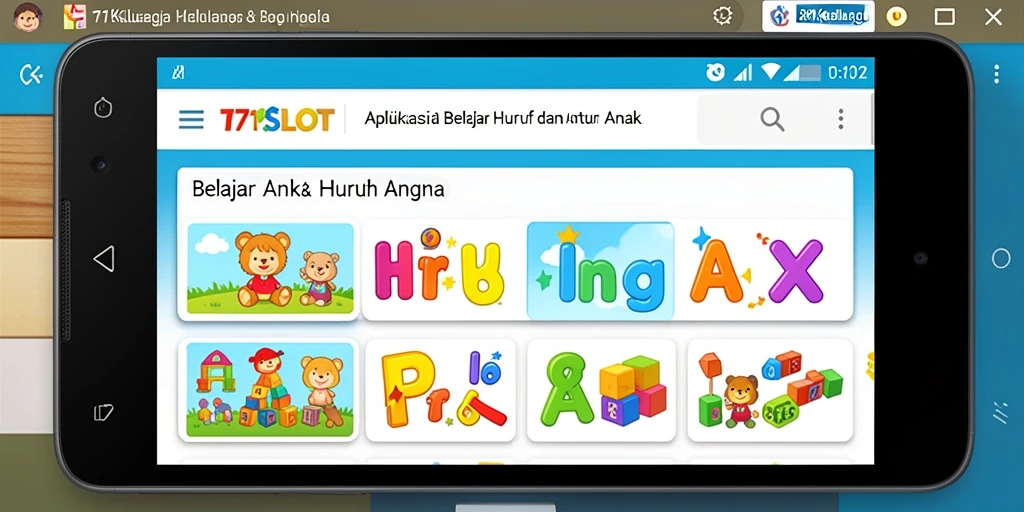 Antarmuka 171SLOT menampilkan pengalaman belajar huruf dan angka yang interaktif.