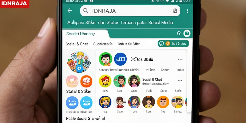 Tampilan aplikasi IDNRAJA dengan stiker menarik dan fungsionalitas yang mudah.