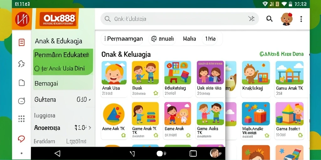 Tampilan antarmuka <strong>OLX888</strong> yang ceria dan ramah anak.